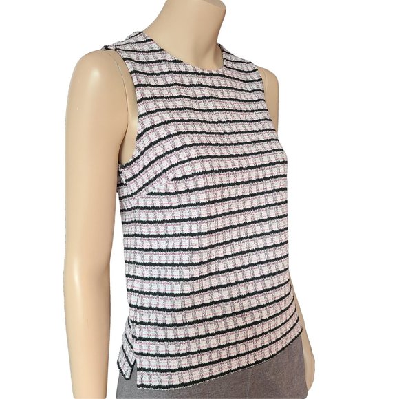 BANANA REPUBLIC NWT White Black & Pink Sleeveless Knit Top XS - Picture 2 of 6